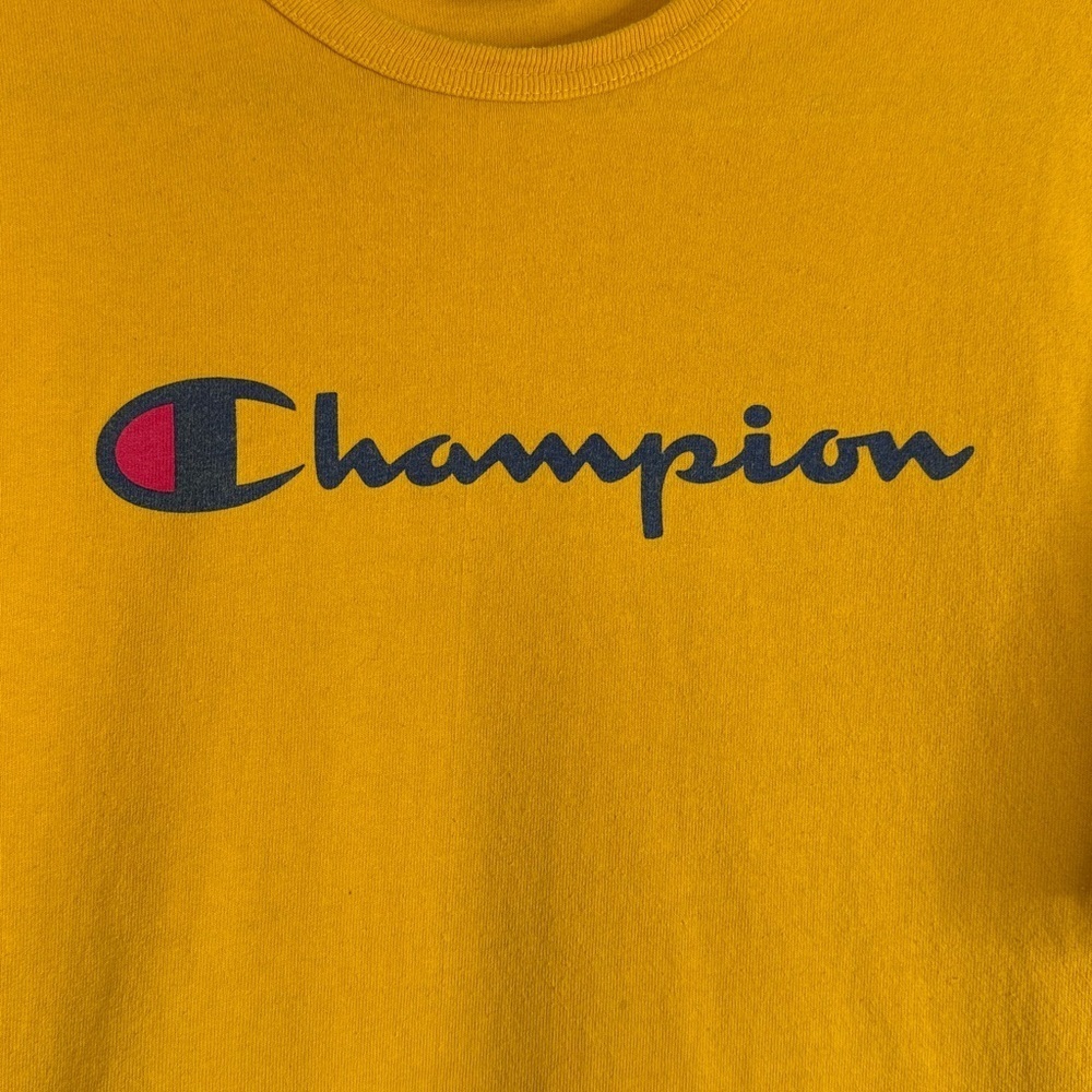 Vintage Champion short sleeve T-shirt men’s large yellow - Picture 2 of 5